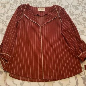 Long reddish silky blouse